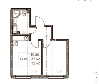 Квартира 32,6 м², 1-комнатная - изображение 1