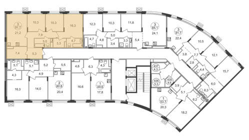 Квартира 91,7 м², 3-комнатная - изображение 2