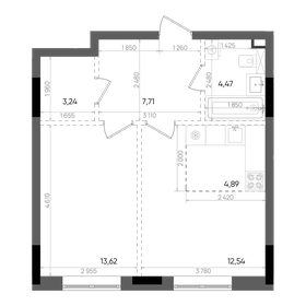 Квартира 46,5 м², 2-комнатная - изображение 1