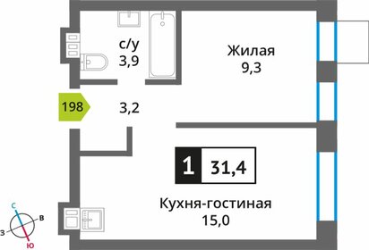 34 м², 1-комнатная квартира 6 550 000 ₽ - изображение 58