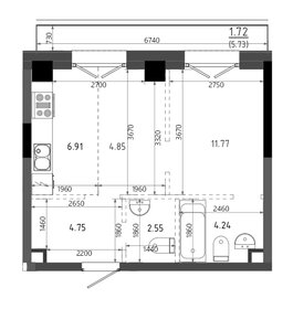 Квартира 36,8 м², 2-комнатная - изображение 1