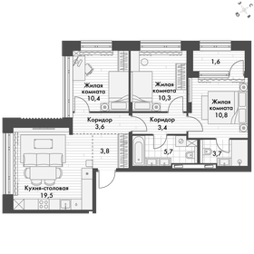 Квартира 72,8 м², 3-комнатная - изображение 1