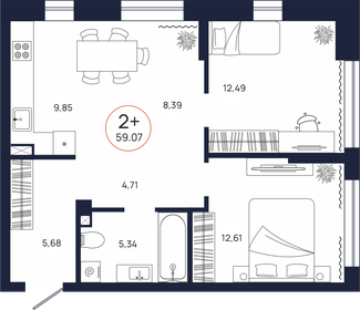 50,9 м², 2-комнатная квартира 7 500 000 ₽ - изображение 83