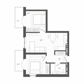 Квартира 53,6 м², 3-комнатная - изображение 1