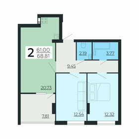 Квартира 68,8 м², 2-комнатная - изображение 1