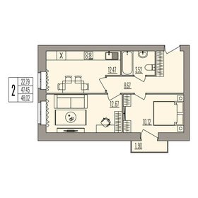 48,4 м², 2-комнатная квартира 6 200 000 ₽ - изображение 81