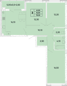 Квартира 78,5 м², 3-комнатная - изображение 1