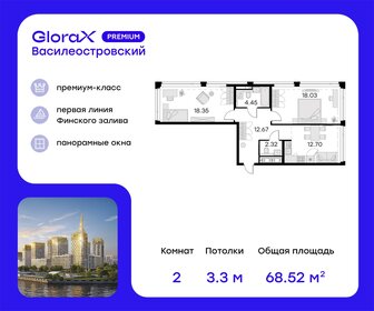 Квартира 68,5 м², 2-комнатная - изображение 1