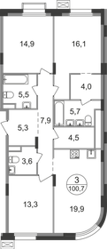 100,6 м², 3-комнатная квартира 22 432 342 ₽ - изображение 24