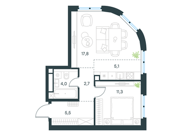 46,5 м², 2-комнатная квартира 19 315 604 ₽ - изображение 11
