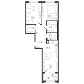 Квартира 61,4 м², 2-комнатная - изображение 1