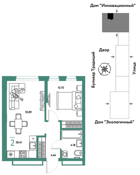 39,7 м², 2-комнатная квартира 5 490 000 ₽ - изображение 26