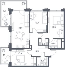 Квартира 91,3 м², 3-комнатная - изображение 1