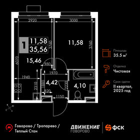 Квартира 35,6 м², 1-комнатные - изображение 1