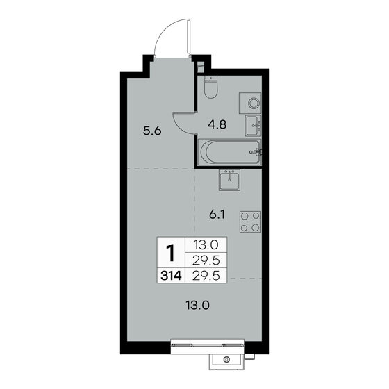 29,5 м², 1-комнатная квартира 8 476 530 ₽ - изображение 46