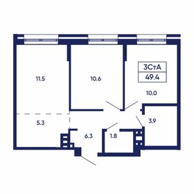 Квартира 49,4 м², 3-комнатная - изображение 1
