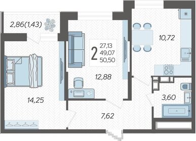 50,5 м², 2-комнатная квартира 6 166 050 ₽ - изображение 41