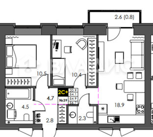43,5 м², 2-комнатная квартира 4 100 000 ₽ - изображение 113