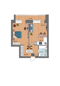 43,7 м², 2-комнатная квартира 6 300 000 ₽ - изображение 54