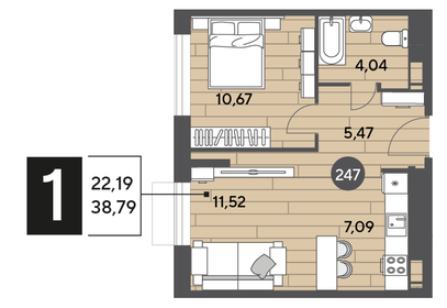 38,8 м², 1-комнатная квартира 6 346 044 ₽ - изображение 25