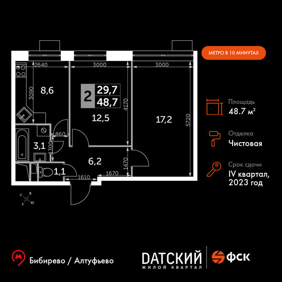 48,7 м², 2-комнатная квартира 13 548 340 ₽ - изображение 51