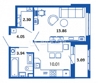 Квартира 34,2 м², 1-комнатная - изображение 1