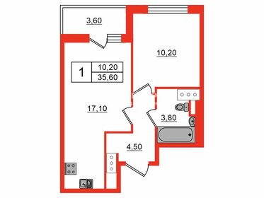 Квартира 35,6 м², 1-комнатная - изображение 1