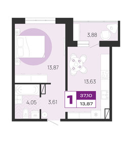 Квартира 37,1 м², 1-комнатная - изображение 1