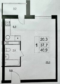 Квартира 40,9 м², 1-комнатная - изображение 1