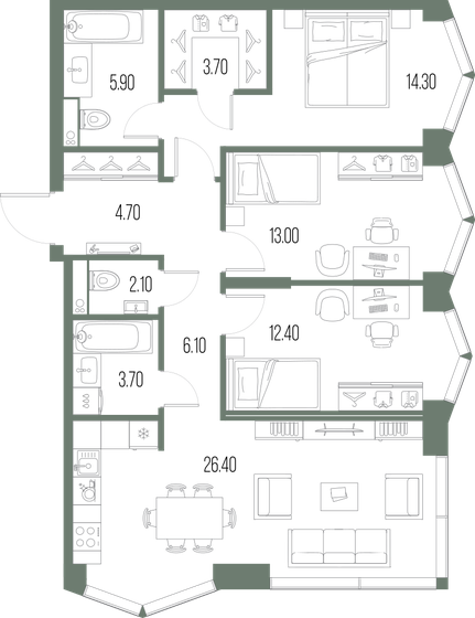 92,3 м², 3-комнатная квартира 35 720 100 ₽ - изображение 15