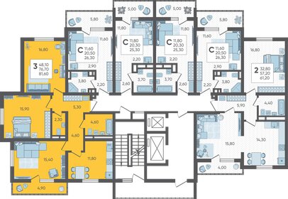 97,3 м², 3-комнатная квартира 13 400 000 ₽ - изображение 92