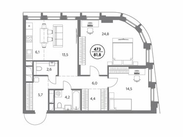 82 м², 3-комнатная квартира 36 600 000 ₽ - изображение 104