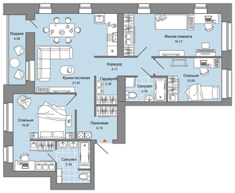 Квартира 88 м², 4-комнатная - изображение 1