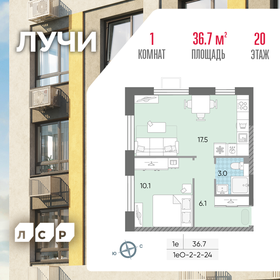 Квартира 36,7 м², 1-комнатная - изображение 1