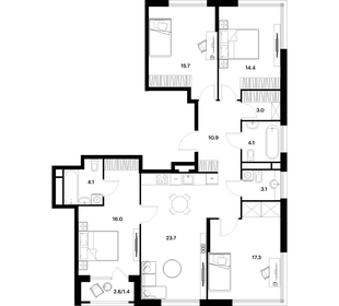 Квартира 113,7 м², 4-комнатная - изображение 1