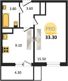 32,8 м², 1-комнатная квартира 3 882 600 ₽ - изображение 18