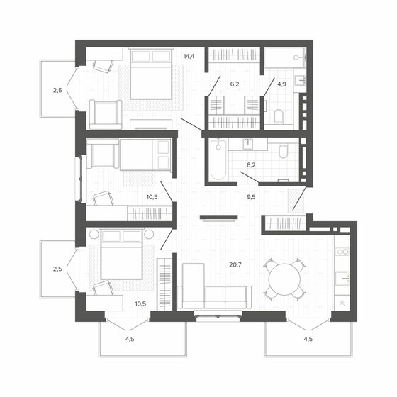 87 м², 4-комнатная квартира 15 313 000 ₽ - изображение 1