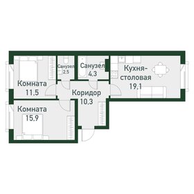 Квартира 63,6 м², 2-комнатная - изображение 1