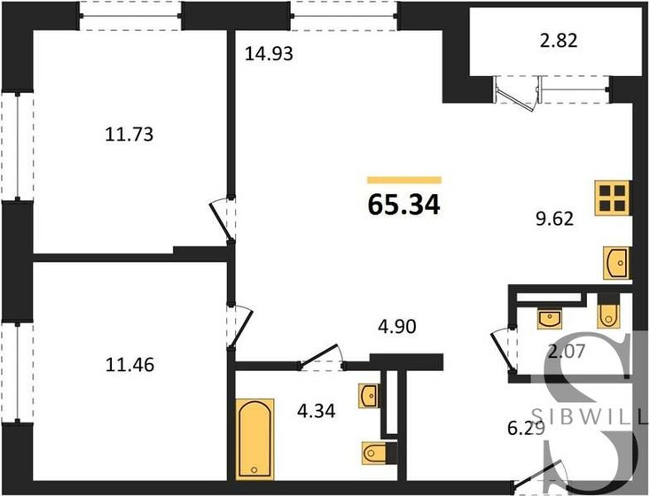 65,3 м², 2-комнатная квартира 7 500 000 ₽ - изображение 17