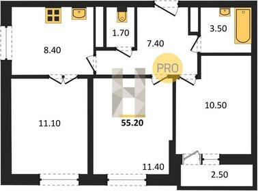 Квартира 55,2 м², 3-комнатная - изображение 1