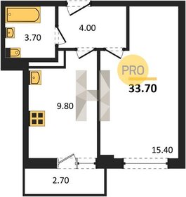 Квартира 33,7 м², 1-комнатная - изображение 1