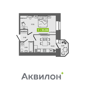 Квартира 36 м², 1-комнатная - изображение 1