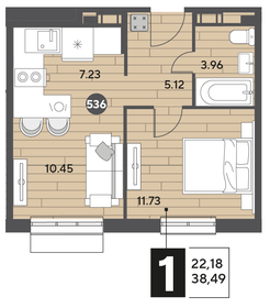 38,5 м², 1-комнатная квартира 6 296 964 ₽ - изображение 15