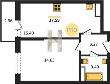 Квартира 37,6 м², 1-комнатная - изображение 1