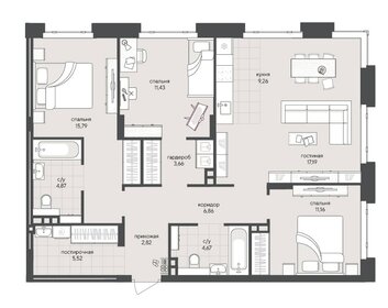 Квартира 93,2 м², 3-комнатная - изображение 1