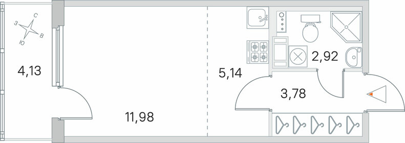 Квартира 25,1 м², студия - изображение 1