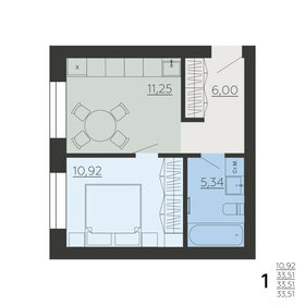 Квартира 33,5 м², 1-комнатная - изображение 1