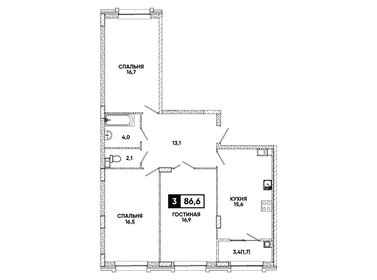 Квартира 86,6 м², 3-комнатная - изображение 1