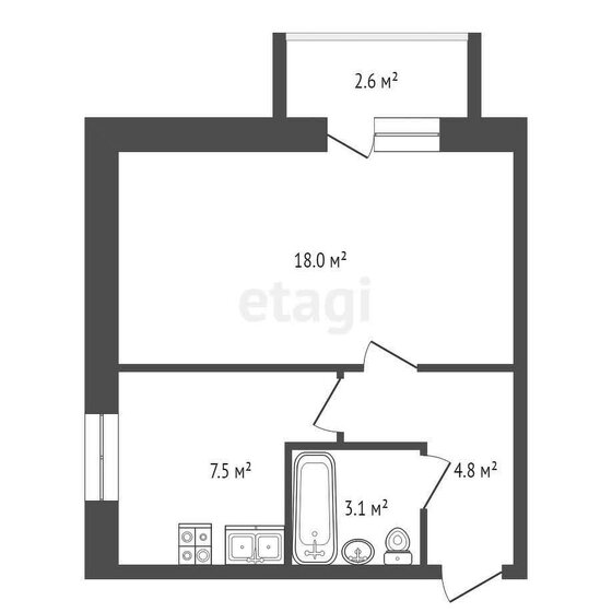 35,6 м², 1-комнатная квартира 4 300 000 ₽ - изображение 1