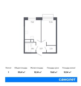 Квартира 33,6 м², 1-комнатная - изображение 1